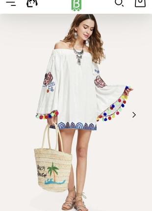 Очень красивое пляжное туника платье вышиванка