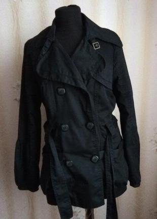 Черный женский плащ vero modа, куртка женская, тренч двубортный, р. м, италия5 фото