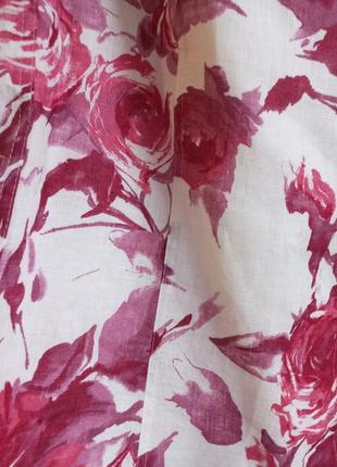 Льон яркая летняя льняная юбка натуральная трапеция в цветы квіткова спідниця5 фото