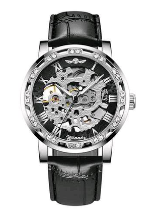 Часы winner 8012c diamonds automatic black-silver