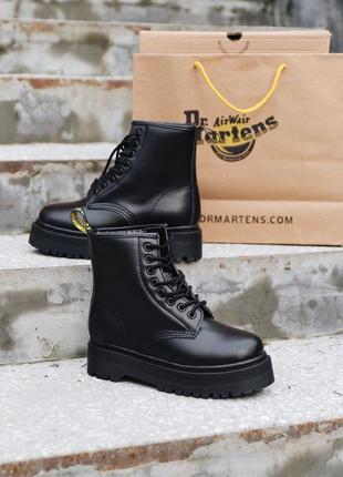 Черевики з хутром dr.martens jadon  mono black  ( fur ) без замку ботинки с мехом2 фото