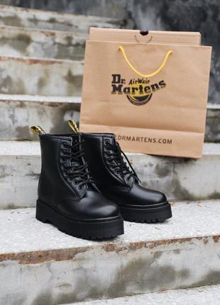 Черевики з хутром dr.martens jadon  mono black  ( fur ) без замку ботинки с мехом6 фото