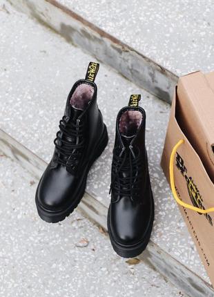 Черевики з хутром dr.martens jadon  mono black  ( fur ) без замку ботинки с мехом8 фото