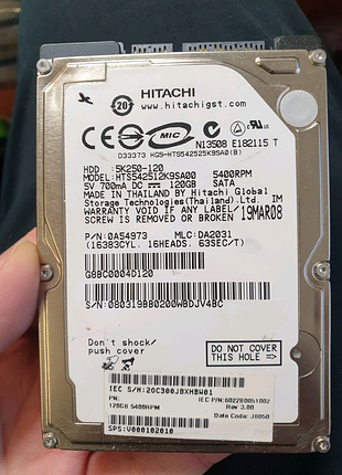 Hitachi hts542512k9sa00 hdd 120gb на запчасти жёсткий диск