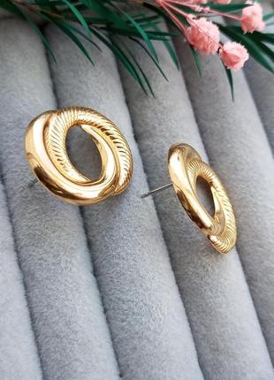 Avon "sculptured swirl" винтажные серьги золотистые кольца, бренд, винтаж3 фото