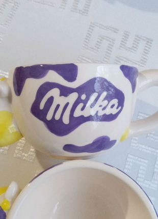 Чашка керамічна milka мілка у формі корівки2 фото