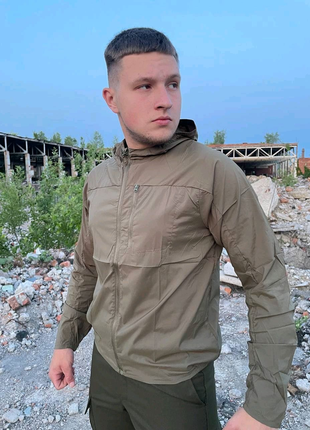 Тактична куртка олива тоненька літня штормовка хакі для зсу армій1 фото