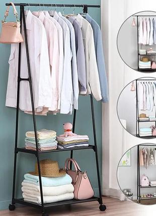 Универсальная напольная передвижная вешалка для одежды coat rack traingular вертикальная стойка со штангой4 фото