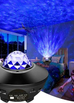 Нічник-проектор зоряного неба дитячий галактика з bluetooth колонкою і пультом 10 режимів ly-427 чорний