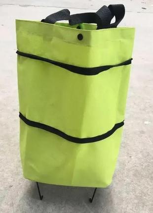 Складна сумка-візок для продуктів 2в1 (46х27х12 см), господарська сумка-трансформер на колесах4 фото