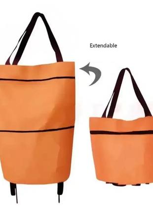 Складна сумка-візок для продуктів 2в1 (46х27х12 см), господарська сумка-трансформер на колесах2 фото