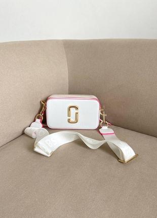 Жіноча сумочка marc jacobs  logo white/pink line арт 4038