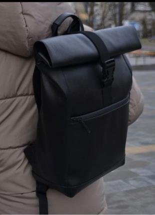 Рюкзак ролл топ из эко-кожи. дорожная сумка,2 фото