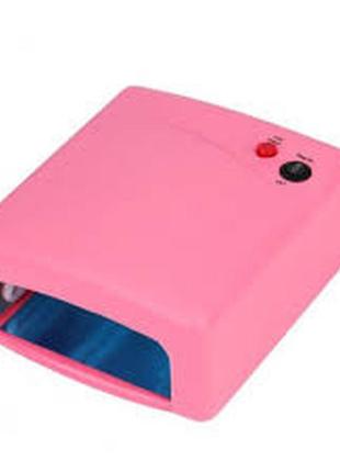 Лампа для маникюра с таймером zh-818. цвет розовый4 фото