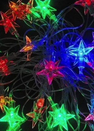 Новогодняя светодиодная гирлянда-нить звезды 20 led multi 4 метра1 фото