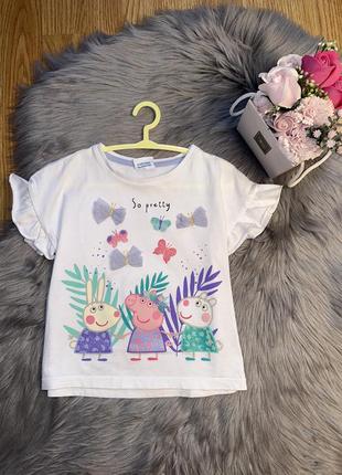Невероятная нежная белоснежная футболка peppa pig для девочки 2/3р tu1 фото