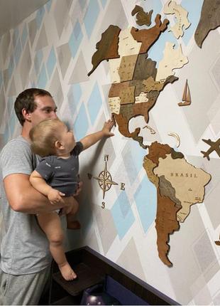 Багатошарова дерев'яна карта світу з країнами12 фото