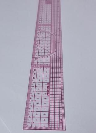 Лінійка-лекало пряма кравецька для побудови викрійок 60см ширина 5см пластикова №20 (6553)1 фото