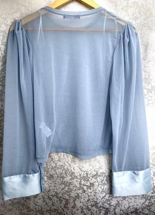 Прозрачная блуза zara s-m кофта лонгслив сетка с пышными рукавами4 фото