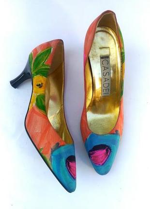 Casadei шикарные статусные туфли оригинал, цветочный принт, натуральный шелк2 фото