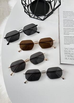 Сонцезахисні шестикутні окулярі оправа металієва
