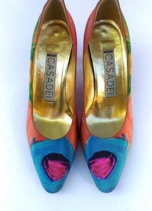 Casadei шикарные статусные туфли оригинал, цветочный принт, натуральный шелк3 фото
