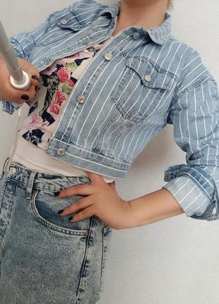 Короткая джинсовая куртка denim&co l-xl/12-14 размер3 фото