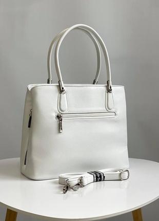 Белая женская сумка из кожзам деловая с двумя ручками итальянского бренда gilda tohetti.4 фото