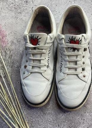 Кожаные белые кеды