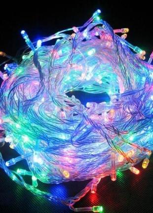 Гирлянда светодиодная 300 led, прозрачный шнур, (мультиколор)