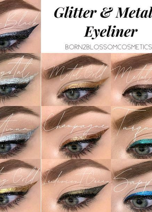 Підводка для очей з блиском glitter&metallic eyeliner farmasi3 фото