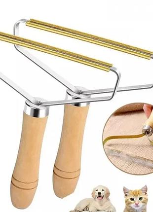 Щетка-скребок для удаления ворса шерсти животных с ковров мебели, ручная двухсторонняя...