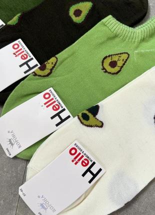 Шкарпетки жіночі короткі з авокадо, носки на літо/весну короткі в різних кольорах, розмір 37-423 фото