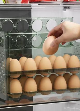 Контейнер для яєць у холодильник підставка на 30 шт, зручний органайзер для зберігання, тара для яєць із пластику1 фото