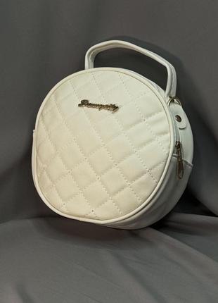 Cумка женская круглая небольшая, мини сумочка круглая с ремешком белый7 фото