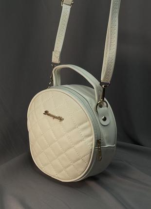 Cумка женская круглая небольшая, мини сумочка круглая с ремешком белый2 фото