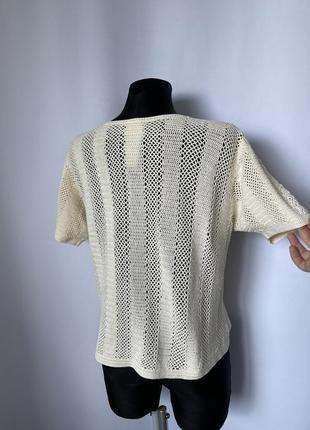 Laura ashley макраме бавовняна в'язана блуза кофточка на ґудзиках бежева кремова вінтаж етно-бохо6 фото