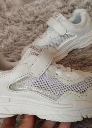 Детские белые кроссовки на липучках для девочки, 27р, 28р, 30р