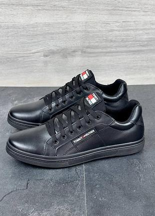 Кеди tommy hilfiger чоловічі шкіряні чорні
