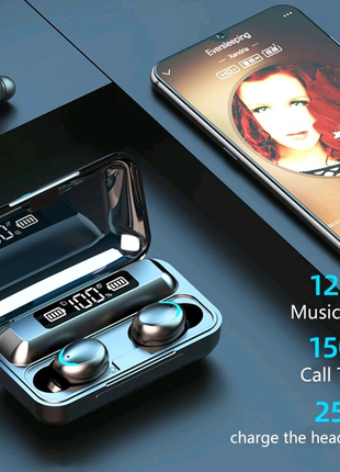 Bluetooth-навушники f9/5c бездротові - led display. power bank