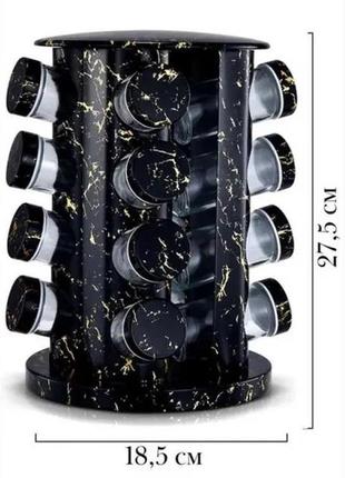 Органайзер для специй, набор емкостей баночек marble black 16 штук3 фото