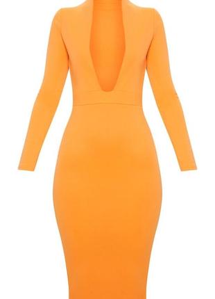Платье оранжевое prettylittlething2 фото