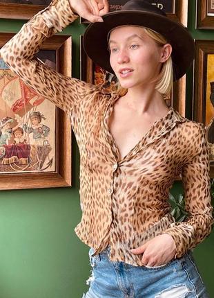 Леопардова шовкова трендова блузка united colors of benetton1 фото