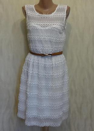 Ніжне елегантне ажурне біле сукня blue vanilla. р. 10-12