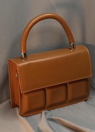 Женская мини сумочка клатч с ручкой, сумка вечерняя модная коричневая4 фото