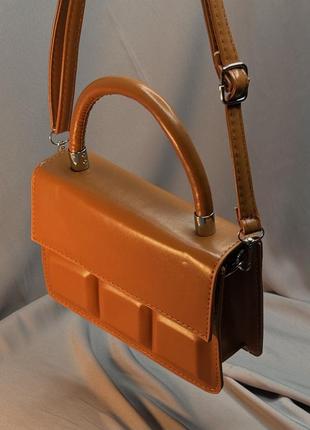 Женская мини сумочка клатч с ручкой, сумка вечерняя модная коричневая5 фото