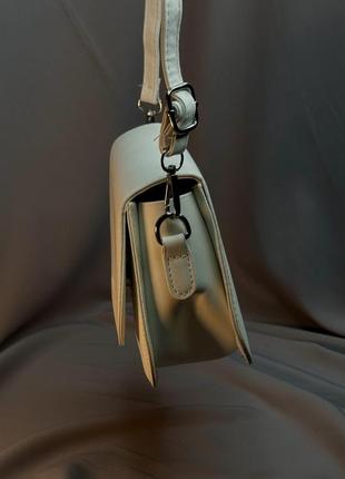 Женская сумка мини клатч, сумочка с ремешком через плечо белый5 фото