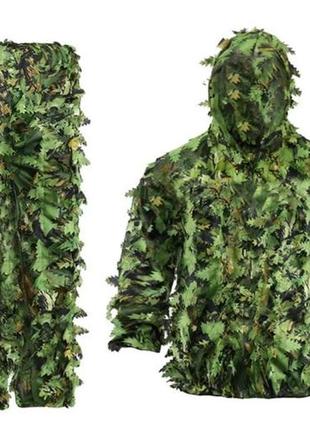 Камуфляжний костюм для полювання, 3d зелений лист hunting ghillie-xl\xxl7 фото