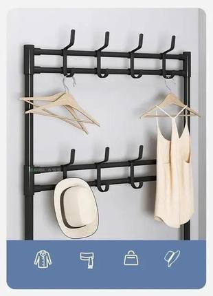 Вешалка для одежды в прихожую с полками для обуви new simple floor clothes rack и крючками для одежды и шляп6 фото