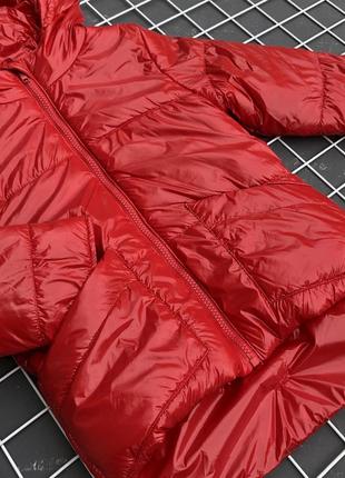 Куртка з лаку монклер червоного демі до 0 градусів5 фото